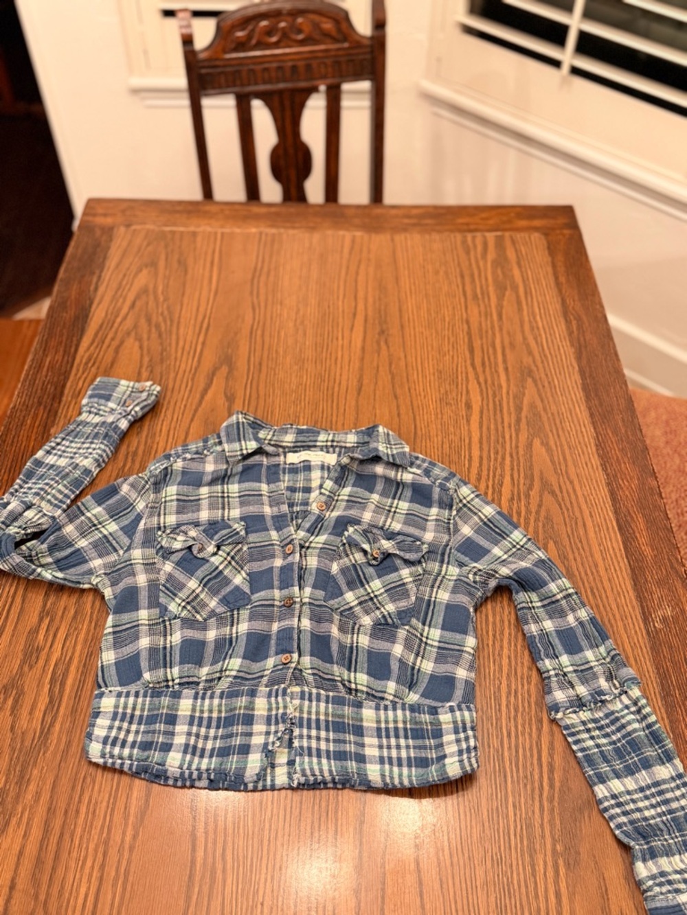 We The Free Navy and White Plaid Cropped Top